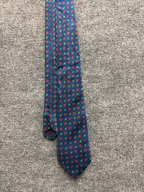 J. Press The Burlington Knot Blue Silk Tie with Red and Green Paisley Pattern